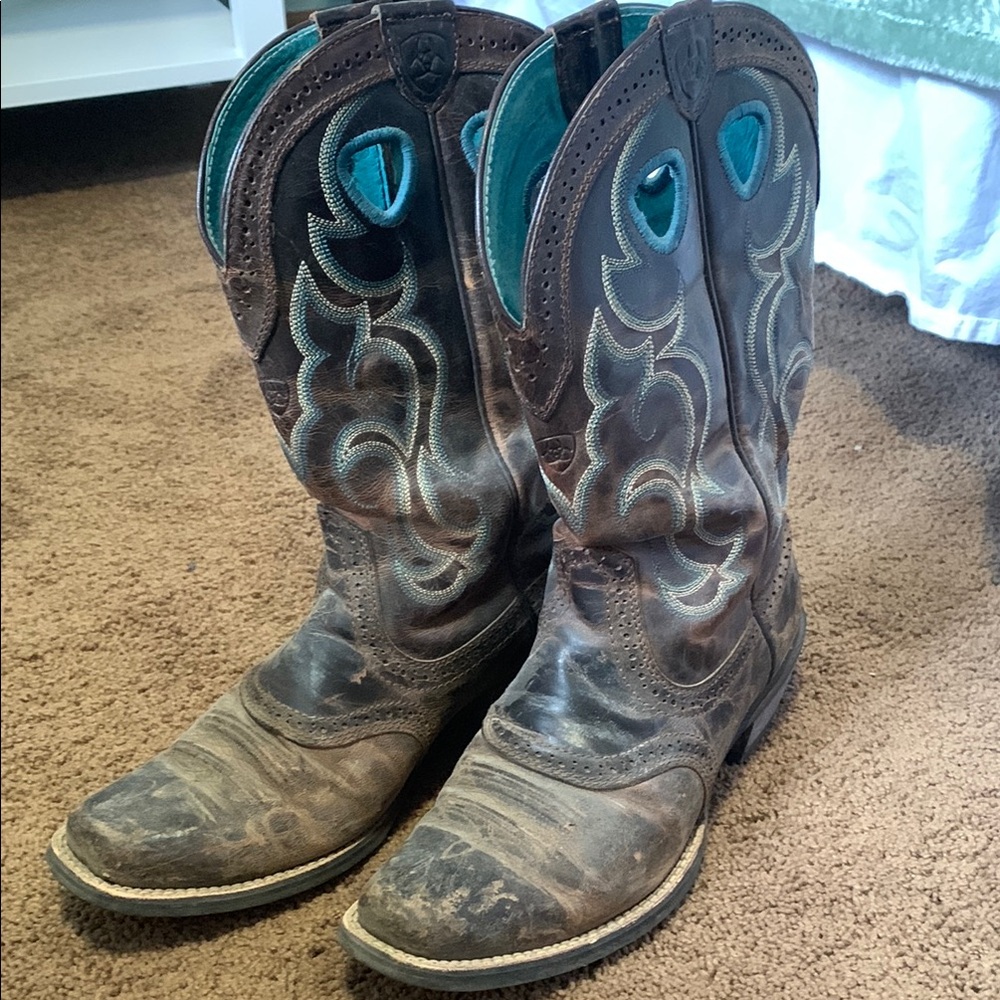 Ariat Brown and Teal Western Boots